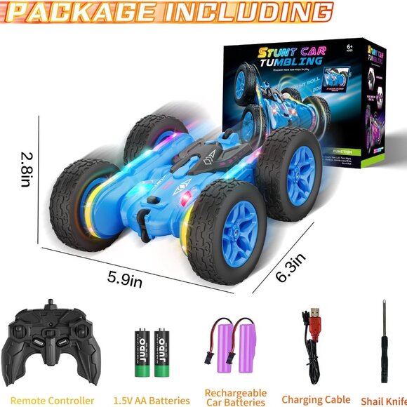 Double-Sided 360° Rotating 4WD Remote Control Car Rc Cars Stunt Toys Gift(1 set) - Picture 8 of 8